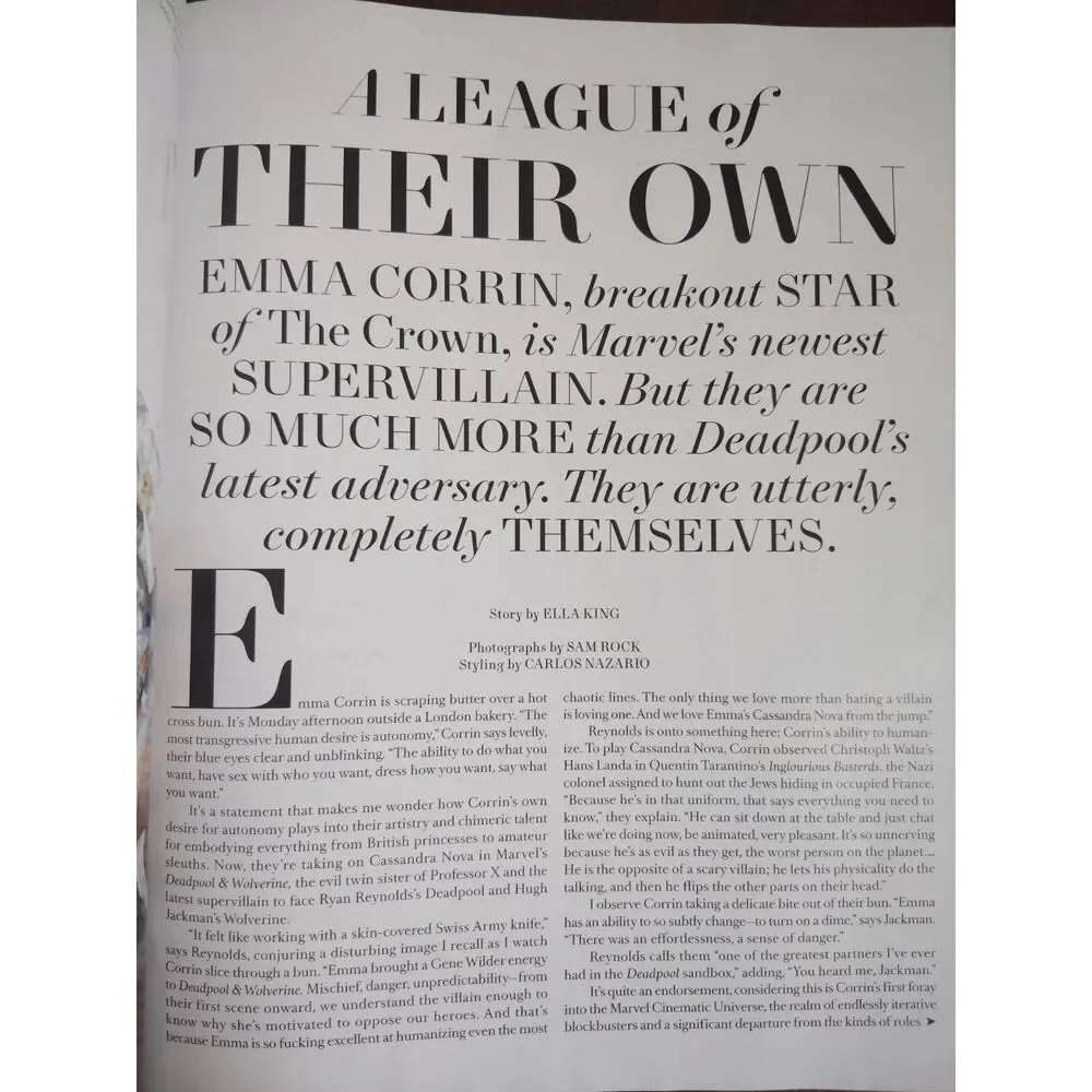 Emma Corrin The Freedom Issue June/July 2024 Harper's Bazaar Magazine